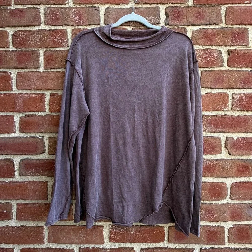 Free People We The Free Women’s Long Sleeve Regan Tee brown small NEW